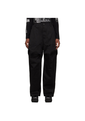 We11done Black Paneled Trousers