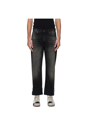 R13 Black Cuffed Boyfriend Jeans
