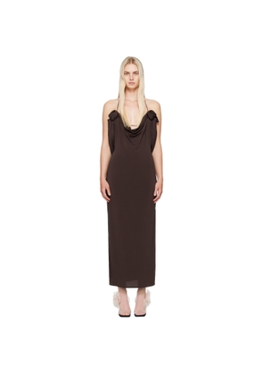 Magda Butrym Brown Cowl Neck Midi Dress