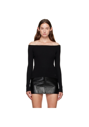 Courrèges Black Off Shoulder Rib Knit Top