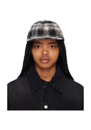 We11done Black Bleach Check Cap