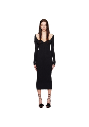 Magda Butrym Black Rib-Knit Bustier Maxi Dress