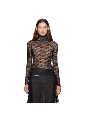 Courrèges Black Lace Mockneck Top