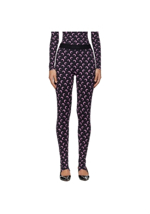 Marine Serre Black Recycled Moon Jersey Stirrup Leggings