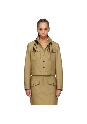TOM FORD Khaki Stand Collar Cropped Safari Jacket
