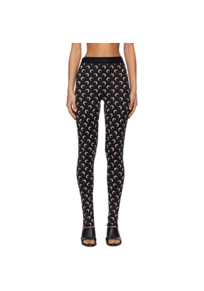 Marine Serre Black Recycled Moon Jersey Stirrup Leggings
