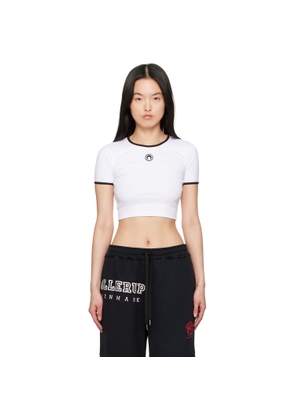 Marine Serre White Moon Logo Jersey Cropped T-shirt