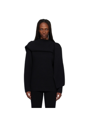 Courrèges Black Scarf Oversized Wool Sweater