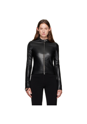 Courrèges Black Zipped Biker Faux-Leather Top