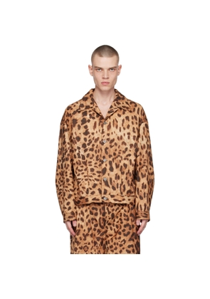 We11done Brown & Tan Allover Printed Jacket