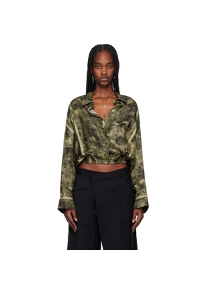 R13 Khaki Taped Crossover Bubble Shirt