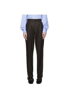MARIE ADAM-LEENAERDT Brown Classic Slim Wool Trousers