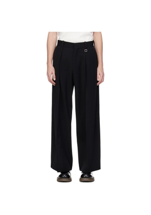 WOOYOUNGMI Black Two Tuck Wide Trousers