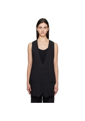 MM6 Maison Margiela Black Crinkled Metallic Tailoring Vest