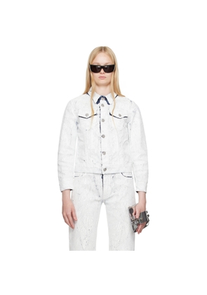 MM6 Maison Margiela White & Navy Sportsjacket Denim Jacket