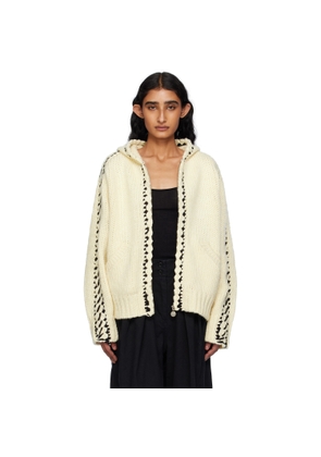 OPEN YY Beige Stitch Zip Up Knit Hoodie