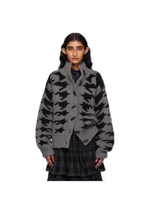 OPEN YY Gray Hound's Tooth Star Cowichan Cardigan
