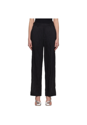 MM6 Maison Margiela Black Crinkled Metallic Tailoring Trousers