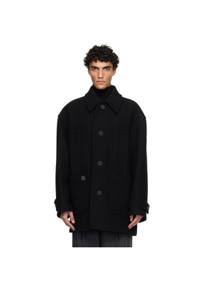 WOOYOUNGMI Black Wool Blend Half Coat