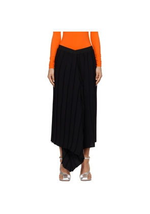 MM6 Maison Margiela Black Drape Pleated Midi Skirt
