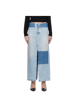 MM6 Maison Margiela Blue Paneled Denim Maxi Skirt