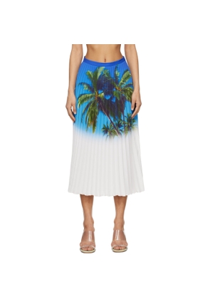 MM6 Maison Margiela Blue Archive Print Pleated Midi Skirt