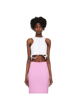 Sportmax White Button Denim Tank Top