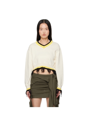 Ottolinger Off-White Cropped V-neck Sweater