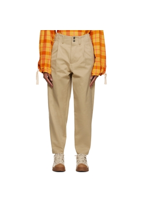 Nicholas Daley Beige Pleated Trousers