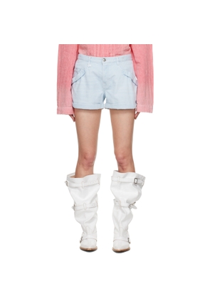 R13 Blue Pouch Pocket Denim Shorts