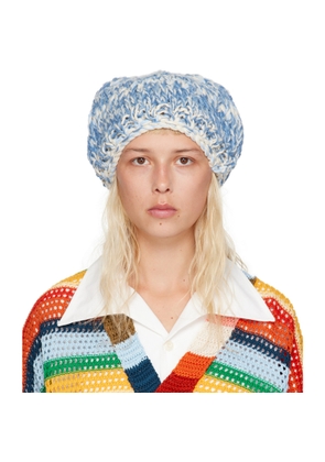 Nicholas Daley Blue & Off-White Ribbed Beanie