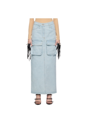 Lado Bokuchava Blue Cargo Denim Maxi Skirt