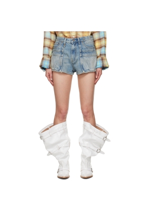 R13 Blue Loose D'Arcy Multi Pocket Denim Shorts