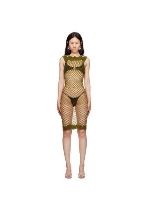 Rui Khaki Net Midi Dress