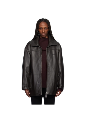 Courrèges Brown Oversized Leather Jacket