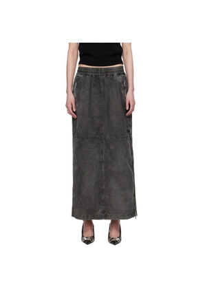 Diesel Gray O-HAZEL-Q2 Denim Maxi Skirt