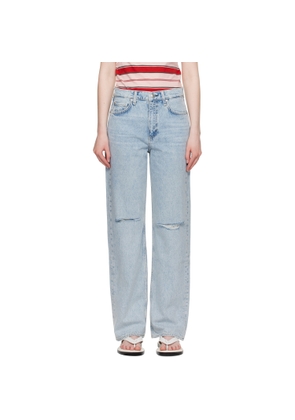rag & bone Blue Straight Shea Relaxed High Rise Jeans