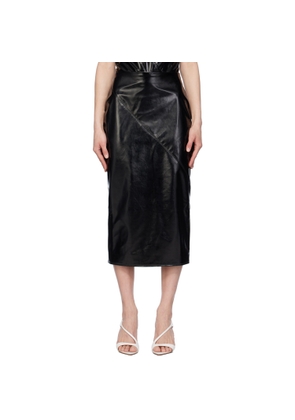 Gauge81 Black Kuana Faux-Leather Midi Skirt