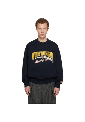 WOOYOUNGMI Navy Lenticular Logo Sweatshirt