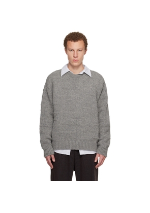 WOOYOUNGMI Gray Textured Stripe Wool Sweater
