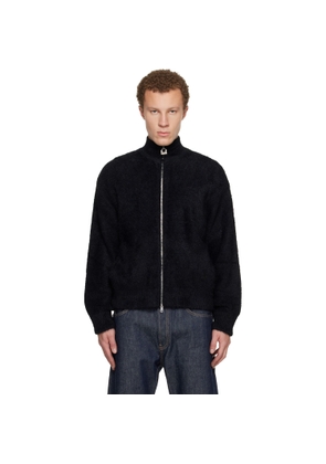 WOOYOUNGMI Black Hairy Zip-up Sweater