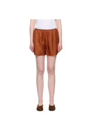 TOTEME Orange Monogram Silk PJ Shorts