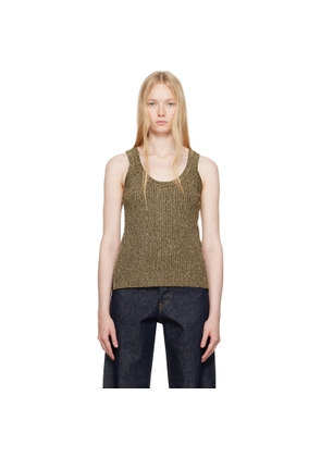 TOM FORD Gold & Brown 'Tom Ford' Metal Plaque Tank Top