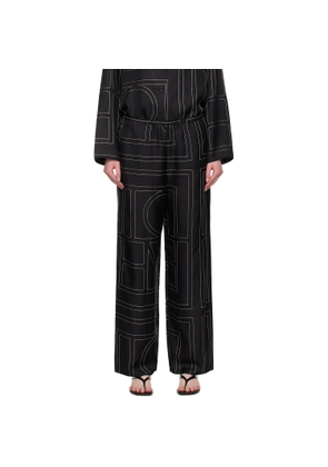 TOTEME Black Monogram Silk PJ Lounge Pants