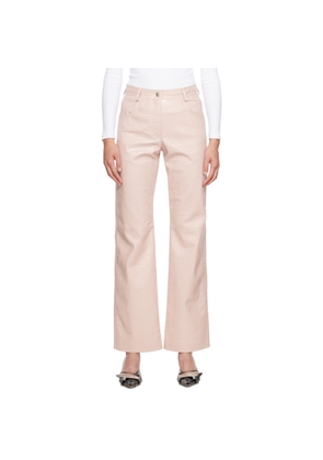 MSGM Pink Straight-Leg Faux-Leather Trousers