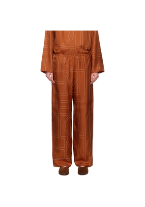 TOTEME Orange Monogram Silk PJ Lounge Pants