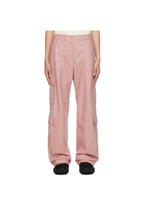 MSGM Pink Cargo Pockets Faux-Leather Trousers