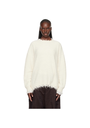 Lauren Manoogian Off-White Fray Crewneck Sweater