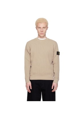 Stone Island Beige 6100056 Organic Cotton Waffle Fleece Sweatshirt
