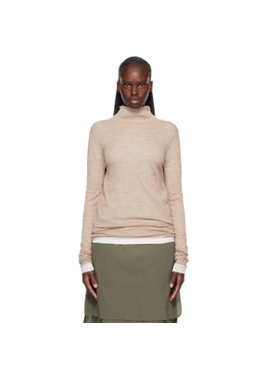 Lauren Manoogian Beige Super Fine Funnel Turtleneck